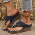 thumbnail image 2 of Dakaela Orthopedic Sandals for Women 2026 with Arch Support Wedge Platform Flip Flops Non Slip Wide Width Casual Dressy Summer Beach Shoes Navy Size 7, 2 of 7