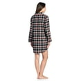 thumbnail image 4 of Ashford & Brooks Women's Flannel Plaid Long Lounge Shirt Sleep Nightshirt - Black Ivory - Small, 4 of 5