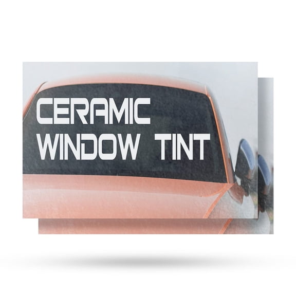 Ceramic Window Tint Vinyl Decal 2 Pack of 18 Inch x 24 Inch Weatherproof Heavy-Duty Adhesive Backing | Auto Sun Protection, Professional Installations, Durable Display | Made in USA