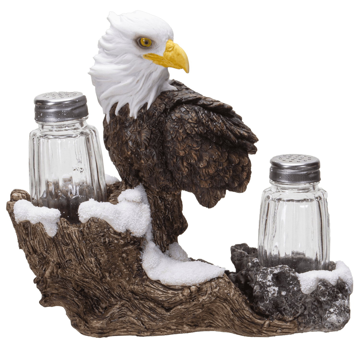 American Bald Sea Eagle Spiritual Realistic Decorative Glass Salt and Pepper  Shakers Set with Resin Holder Stand - Walmart.com