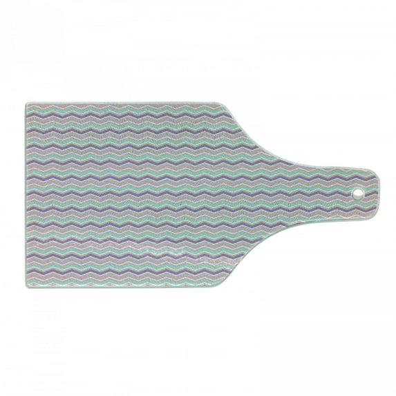 Chevron Cutting Board, Contemporary Pattern with Zigzag Lines in Pastel Tones, Decorative Tempered Glass Cutting and Serving Board, in 3 Sizes, by Ambesonne
