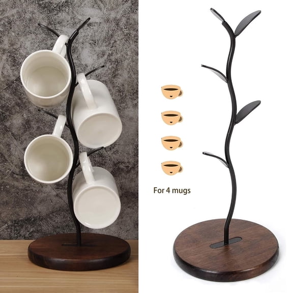 SAVALETOR Acrylic Foldable 4 Cup Mug Trees