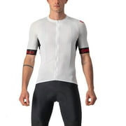 Castelli Mens Entrata VI Jersey, Quarter Length Sleeve Zip Up Jersey for Aerodynamics, Gravel Biking & Race Cycling - Ivory/Light Black-Red - Medium
