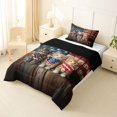 thumbnail image 2 of Manfei Rustic Kitten Twin Comforter Sets, Patriotic US Flag Bedding Set, Brown, Black Reversible, 2-Piece, 1 Comforter and 1 Pillowcase, 2 of 7