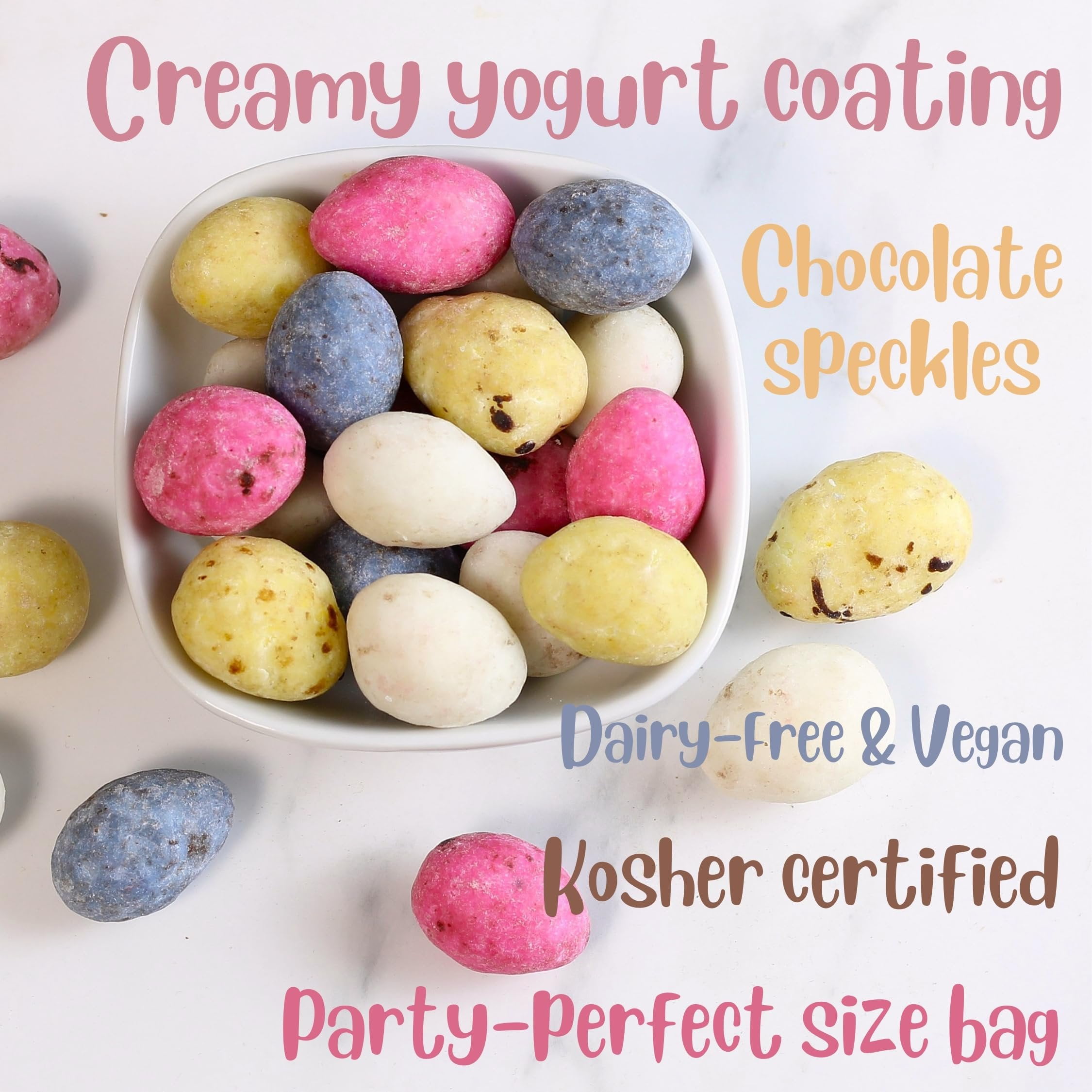 Dinosaur Eggs Chocolatey Covered Almonds by It's Delish, 2 Lbs Bulk Bag  Easter Pastel Speckled Chocolate Almond Candy Snack  Mini Robin Eggs  Healthy Snacks, Keto, Vegan, Dairy Free, Kosher