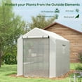 thumbnail image 3 of Outsunny 8' x 6' x 7' Walk-in Greenhouse, 2-Tier Shelf Hot House, Roll Up Zipper Door, UV protective for Flowers, Herbs, Vegetables, White, 3 of 9
