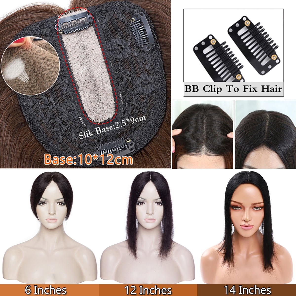 SEGO Clip in Hair Extensions Human Hair Toppers 100% Real Human Hair Topper for Thinning/Loss Hair Natural Black Hair Pieces