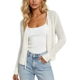 thumbnail image 2 of VJGBEGW Womens Fashion Cardigan Casucal Tie Front Shrugs Sweaters Tops Long Sleeve Knit Cropped Cardigans Tops White S, 2 of 7