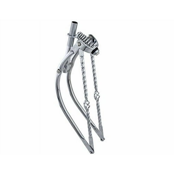 Chrome 26" Bike Bent Spring Fork 1" with Twisted Cage Bars. For 26" bikes, bicycles. bike part for Cruiser, BMX, Lowrider, Trike, bicycle Parts
