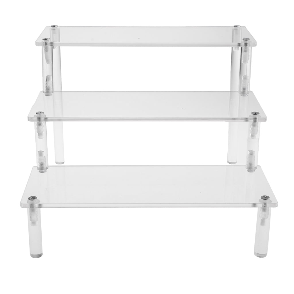 3pcs Deluxe Acrylic 2 Tier Display Stand Removable Rack for Model Figures 