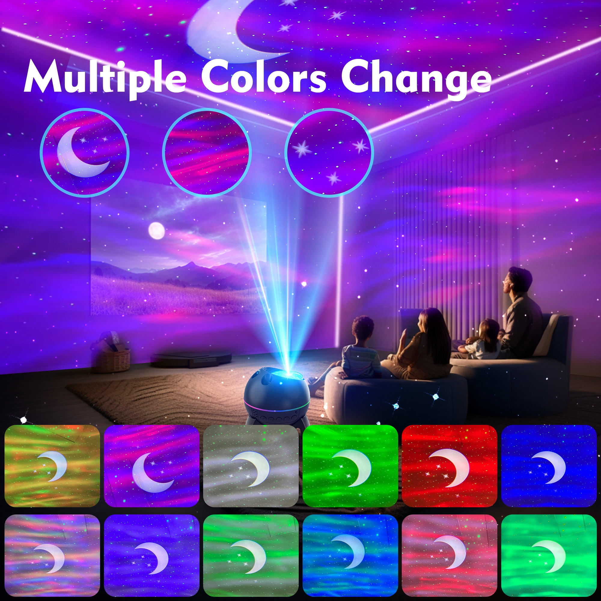 DAYBETTER Moon Star Galaxy Projector, Color Changing Ceiling Lamp,Gifts Girls Night Lights
