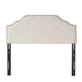 thumbnail image 2 of Diamond Stitch Pattern Upholstered Headboard with Button Tufted Design and Height Adjustable Legs, Ivory, 2 of 7