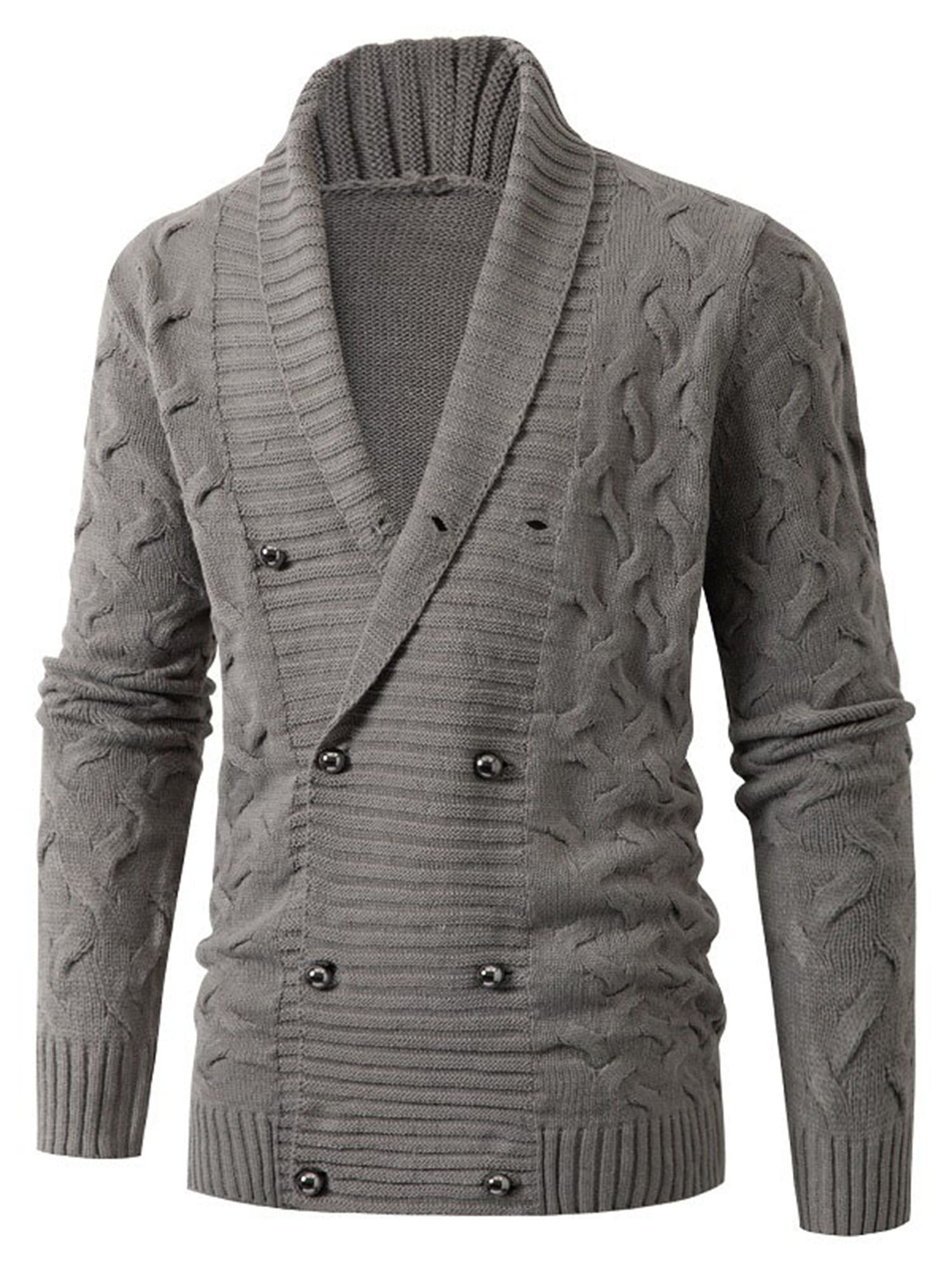 Men's Long Sleeve Knitted Sweater Cardigan Casual Slim Fit Knitwear Coat Tops