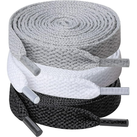 3 Pair Flat Shoe laces  5/16  Wide Shoelaces for Athletic Running Sneakers Shoes Boot Strings