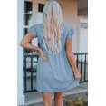 thumbnail image 2 of ABPHQTO Vestido informal de mezclilla fruncido con manga alborotada para mujer, 2 of 5