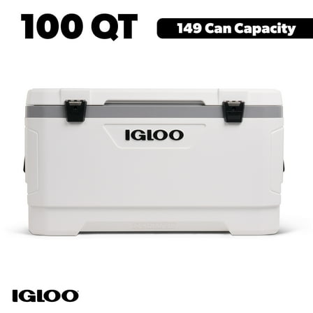 Igloo 100 QT Latitude Marine Ultra Hard-Sided Cooler, White and Moonscape Gray
