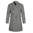 thumbnail image 2 of Fesfesfes The New Casual Trench Coat for Men With Plaid Striped Shoulder Straps And Double Breasted Belt Long Sleeve Hoodless Casual Outwear & Jackets On Sale, 2 of 9