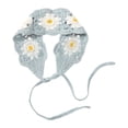 thumbnail image 2 of VJGBEGW Women Handmade Floral Crochet Knit Tie Back Headband Boho Hollow Flower Hair Wrap Adjustable Breathable Elastic Hairband for Beach Travel Light Blue One Size, 2 of 4