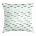 thumbnail image 1 of Alligator Throw Pillow Cushion Cover, Watercolor Style Green and Blue Toned Friendly Crocodile Characters, Decorative Square Accent Pillow Case, 18 X 18 Inches, Pale Green and Pale Blue, by Ambesonne, 1 of 2