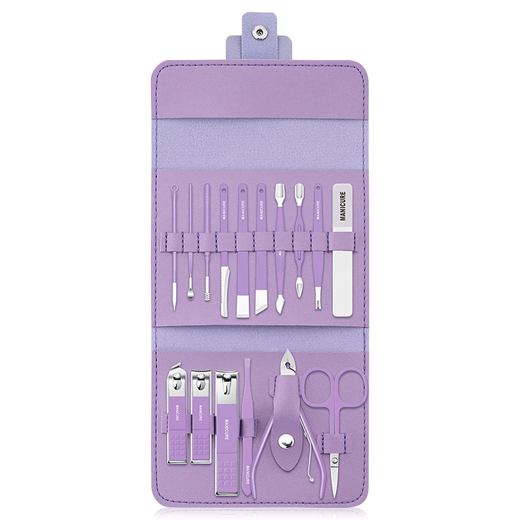 DTOWER 16 PCS Nail Clippers Set with Carry Case Pedicure Files Scissors