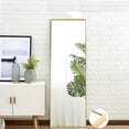 thumbnail image 4 of paproos 59" x 15.7" Over The Door Mirror, Full Length Mirror, Full Body Dressing Mirror, Wall Mounted Hanging for Dorm Home, Gold, 4 of 10