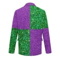 thumbnail image 4 of Men's Mar-di Gras Suit Jacket Corduroy Carnival Color Stripe Print Carnival Themed Party Jacket Two Button Slim Fit Carnival Blazers, 4 of 5