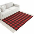 thumbnail image 2 of Bedroom Rug Carpet 3'x 5', Black Red Plaid Washable Floor Carpet with Tassels, Vintage Rustic Buffalo Checked Gingham Elegant Soft Floor Rug Mat for Patio, Balcony, Laundry, Room Decor, 2 of 9