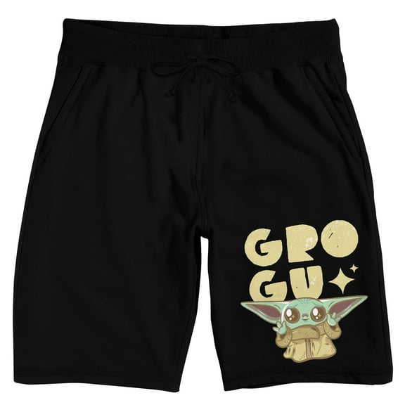 The Mandalorian Chibi Wide-Eyed Grogu Men's Black Sleep Pajama Shorts-XXL