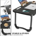 thumbnail image 5 of Foldable Laptop Lap Desk with 4 USB Ports Storage Drawer and Cup Holder Portable Bed Tray Table Stand for Couch Floor Fits 17 Inch Laptop Black, 5 of 8