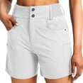 thumbnail image 2 of Axiiglly Athletic Shorts for Women Elastic Waist Button Workout Shorts with Pockets Summer Casual Ourdoor Solid Color Shorts S-3XL, 2 of 8