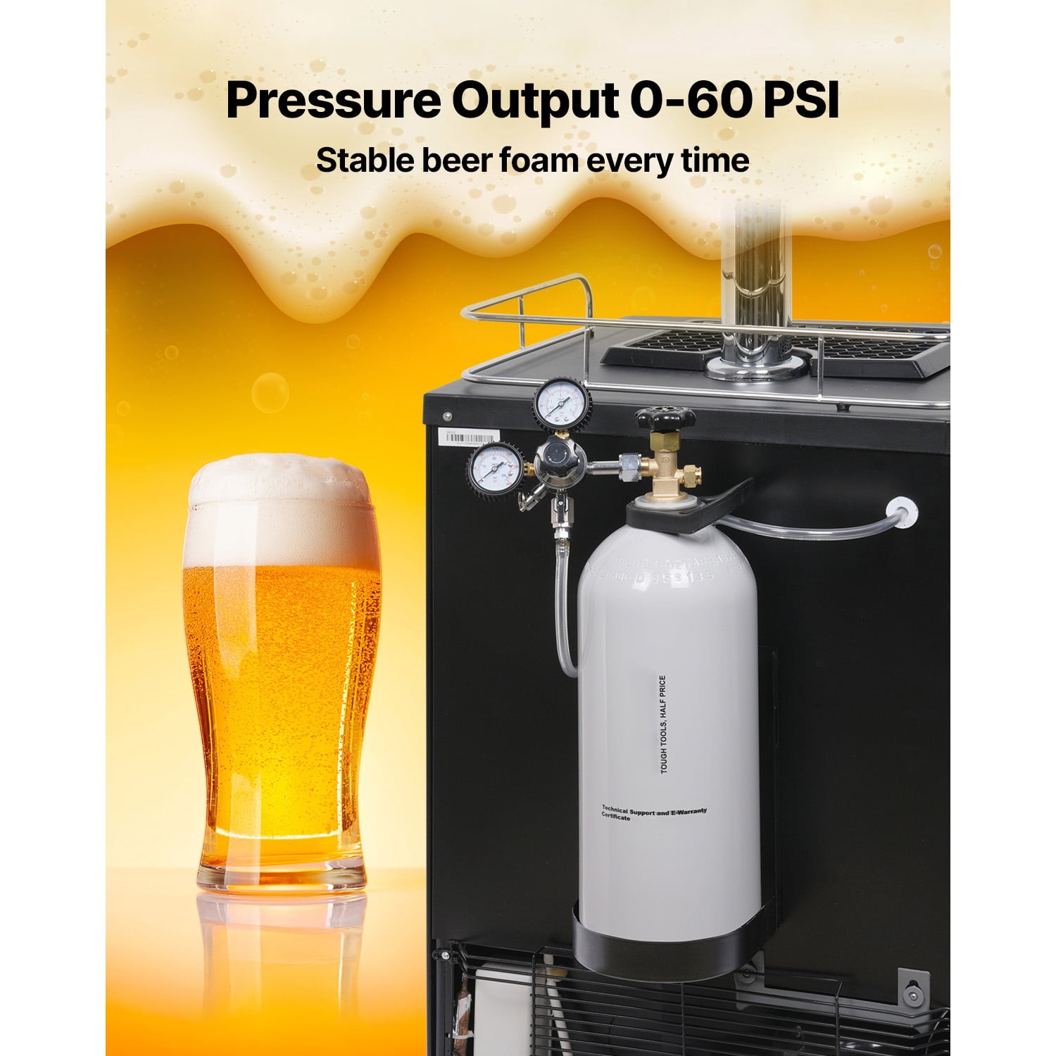 KFFKFF CO2 Container, 10 lbs Fresh Aluminum Alloy Canister, CO2 Air Canister with Gentle Spray Finish, CGA320 Valve, Handle & Variable Pressure, DOT Certified Canister for Draft Beer Serving