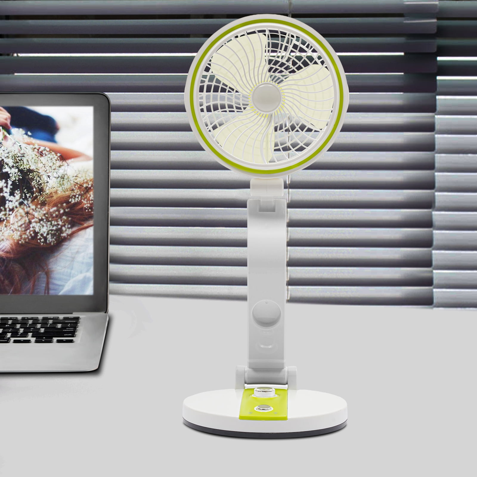 Portable Rechargeable Folding Fan with Light 3 Speed & LED Desk Lamp for Outdoor Camping, Travel