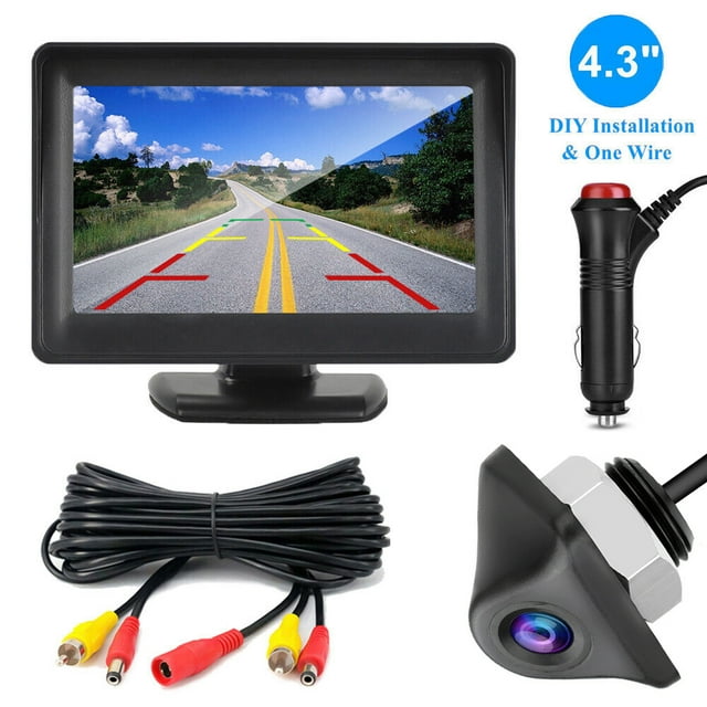 Cámara De Marcha Atrás Para Coche,Kit Cámara Reversa Con Monitor 4.3in De 12v-24v Ips Screen Hd