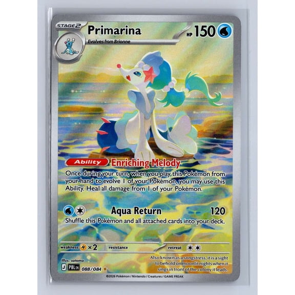 2026 Pokemon Pitch Black Primarina Holo Secret Rare #088/084 English Trading Card