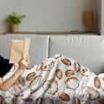 thumbnail image 3 of Coffee Soft Flannel Fleece Throw Blanket, Conceptual Watercolor Art with Beans and Spilled Java Drops Circular Stains, Cozy Plush for Indoor and Outdoor Use, 50" x 70", Pale Brown White, by Ambesonne, 3 of 5