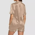 thumbnail image 6 of wcjm F Womens Pajamas Set Button Down 2 Piece Satin Shorts Set Ruffle Notch Collar Sleepwear, 6 of 6