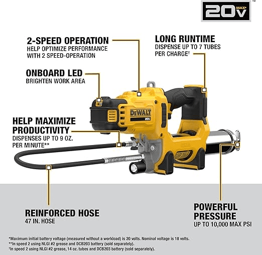 DEWALT 20V MAX Cordless 2-Speed Grease Gun – Tool Only (DCGG581B)