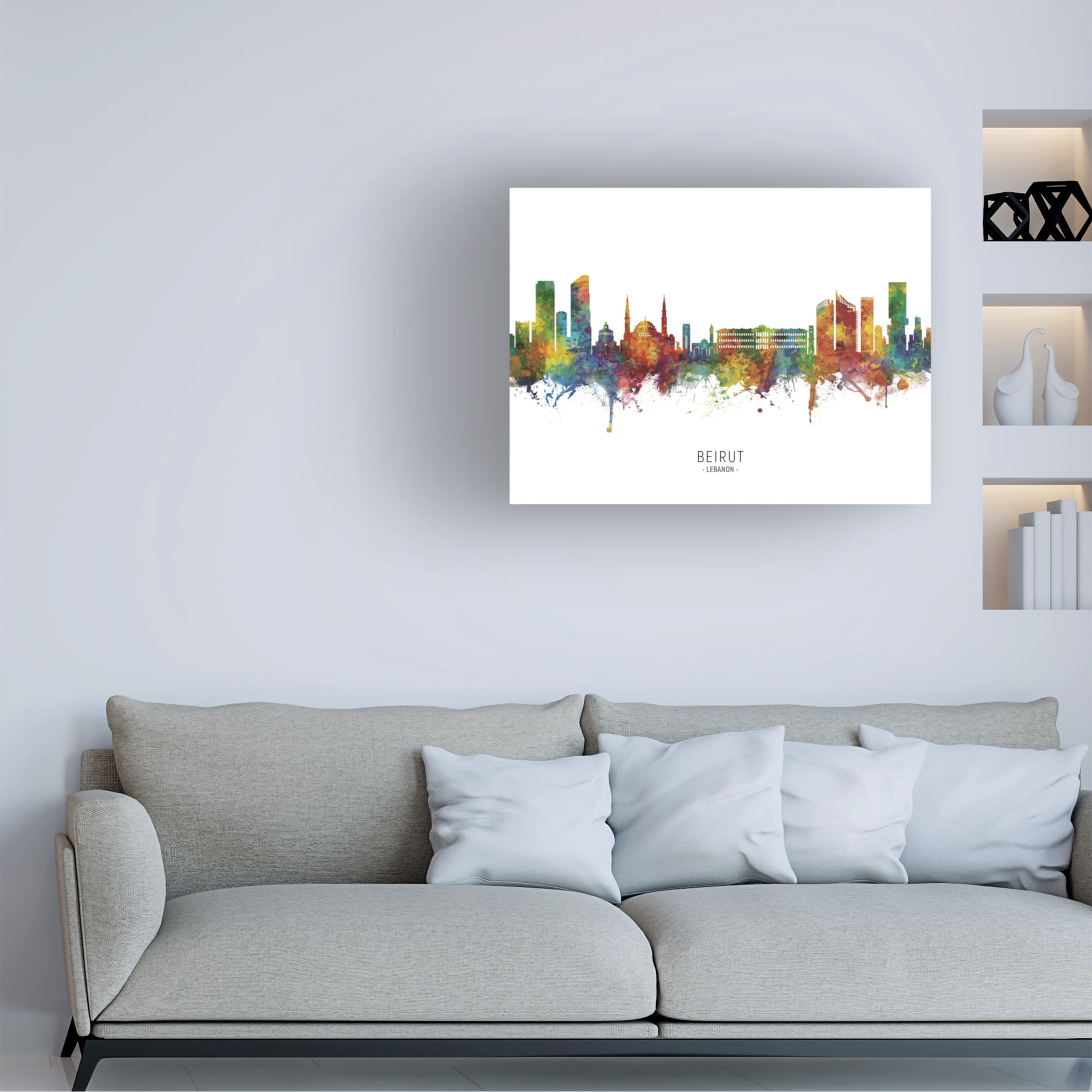 Michael Tompsett 'Beirut Lebanon Skyline Named' Canvas Art