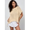 thumbnail image 5 of Women's Apricot Plus Size Open Knit Bow Tie Short Sleeve Sweater for Casual Summer Days, 4X, 5 of 12