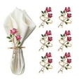thumbnail image 1 of Juego de 6 servilleteros de rosas, servilleteros para el Día de San Valentín, servilleteros para mesa de comedor, decoración de Metal, flores huecas, 1 of 5