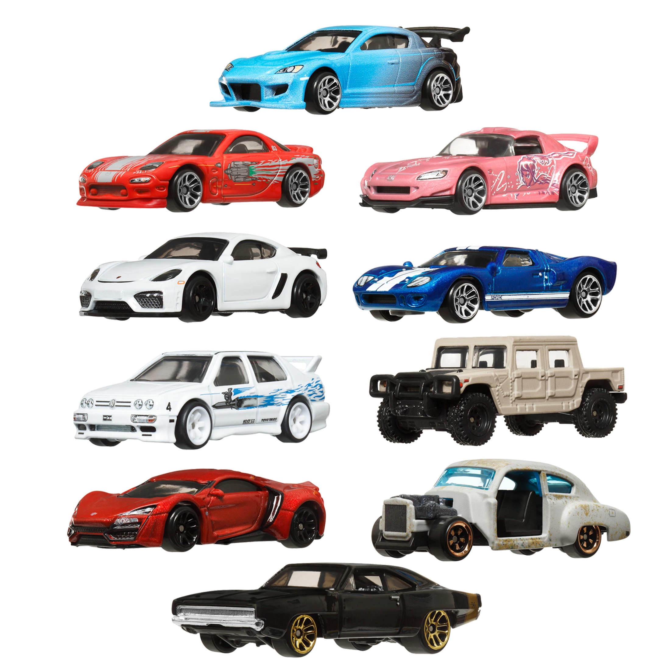Hot Wheels Fast & Furious 1:64 Scale Die-Cast Toy Cars, Set