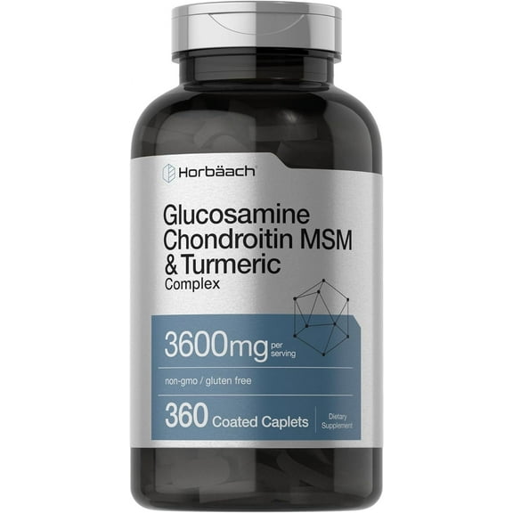 Glucosamine Chondroitin with MSM and Turmeric | 3600 mg | 360 Caplets |by Horbaach