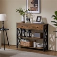 thumbnail image 2 of Topeakmart 2-Tier X-Design Wooden Console Table for Entryway, Rustic Brown, 2 of 7