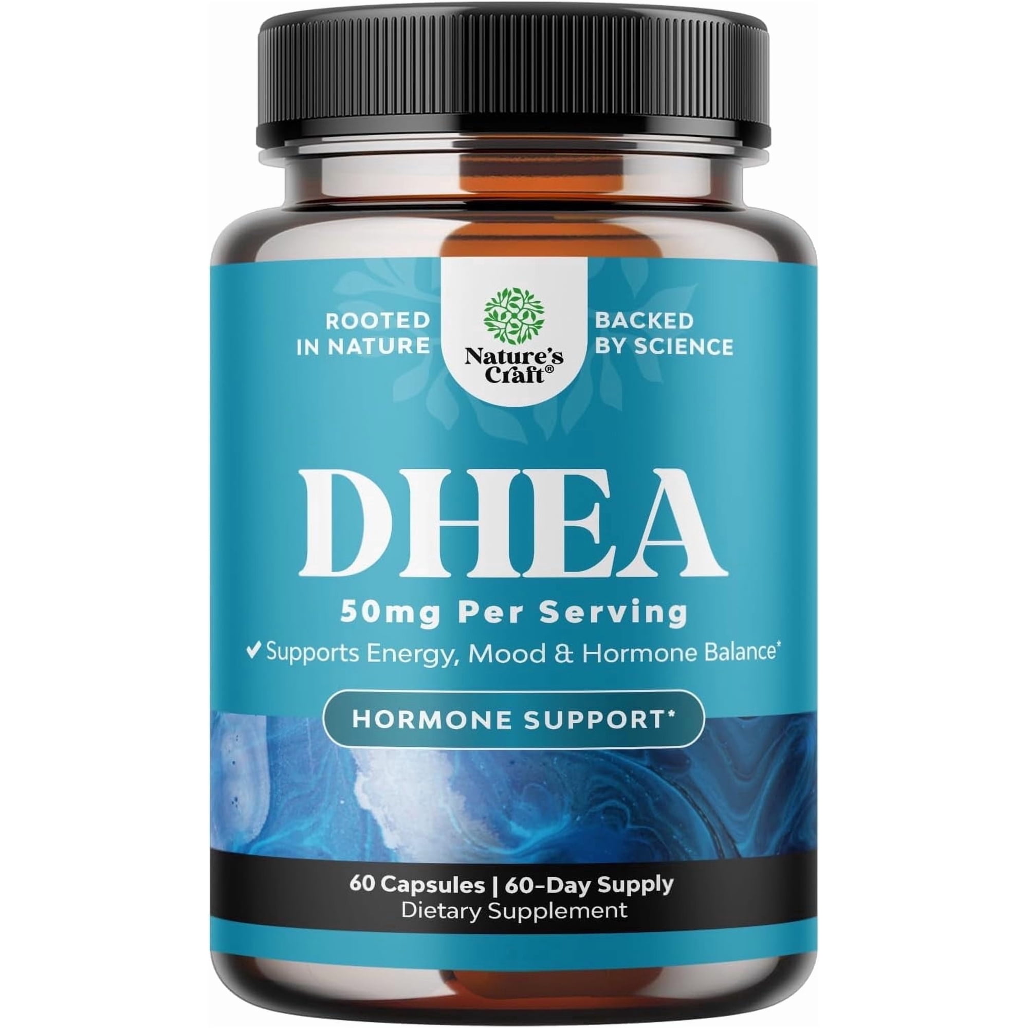 Nature’s Craft 50mg Mood Support & Hormone Balance DHEA Supplement for Women & Men, 60 Capsules