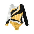 thumbnail image 2 of Aislor Girls Long Sleeve Shiny Ballet Dance Leotard Gymnastics Athletic Bodysuit Jumpsuit Dancewear Gold 10, 2 of 7