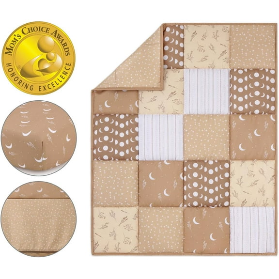 3 Piece Baby Crib Bedding Set for Boys & Girls - Newborn, Infant & Toddler Nursery Bed Set Decor with Fitted Crib Sheet, Dust Ruffle Comforter - Boho Celestial