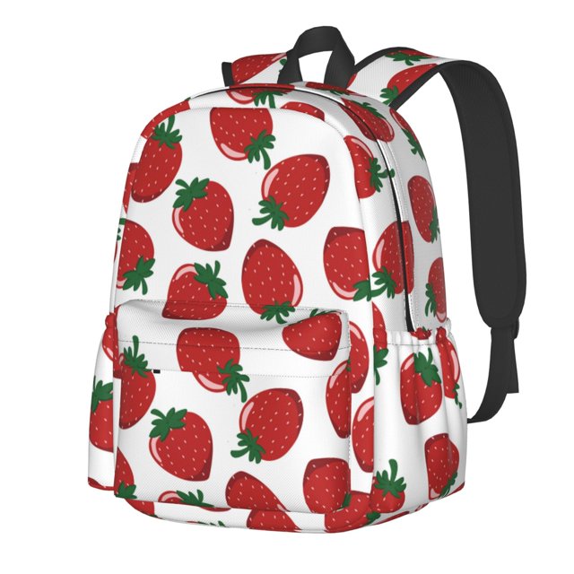 Disketp Hand Drawn Strawberry Mochila Escolar de Gran Capacidad y Peso Ligero, Mochila de Viaje Ideal para Escuela, Trabajo y Uso Diario, Cómoda y con Estilo
