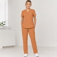 thumbnail image 2 of VV AVEORS Scrubs For Women Set V-Neck Workwear Top And Cargo Pants Medical Scrubs Female Nurse Uniform Orange M, 2 of 8