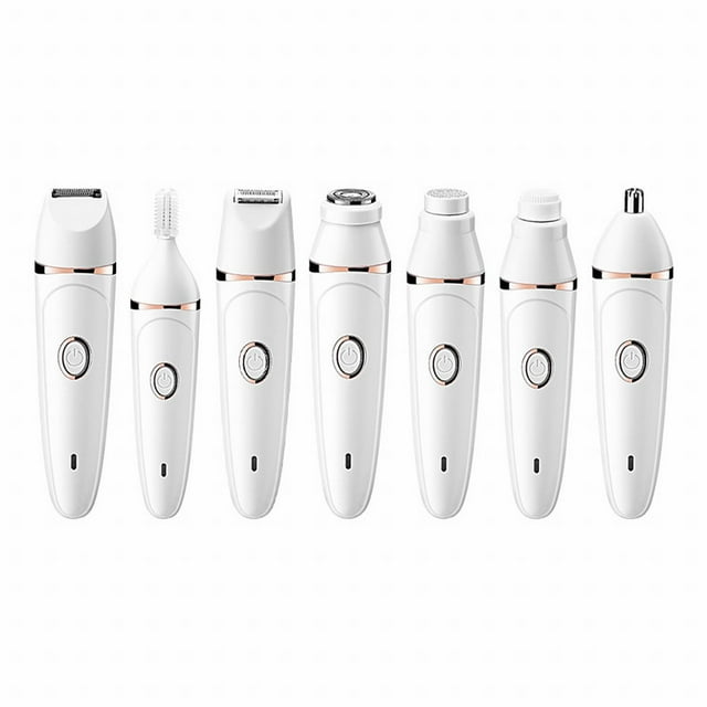 Afeitadora facial recargable USB 7 en 1 para mujer, depiladora en seco y húmedo, exfoliante