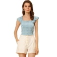 thumbnail image 1 of Camiseta de manga corta Allegra K cuello cuadrado mujer Gris azul L, 1 of 6